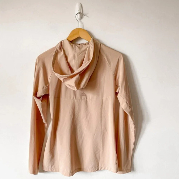 Adidas Climalite Thin Hooded Zip Up Jacket Nude Beige Sz  Small - Picture 3 of 5